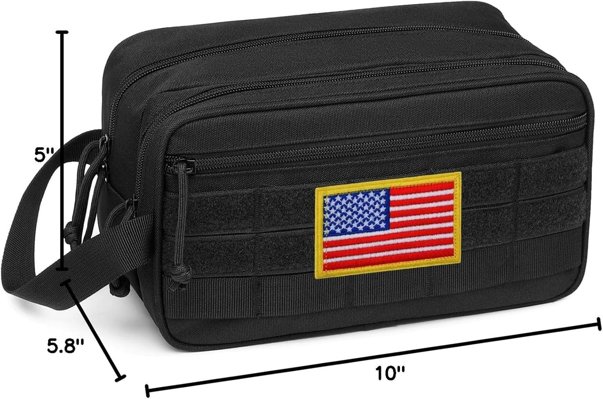 Toiletry Bag for Men - Tactical Dopp Kit for Travel, Black | Dry Wet Separate, Travel Toiletry Bag for Adults, Women, Grooming Gear, Camping, Gym and Travel Kits, Grooming Kits