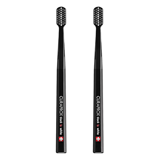 Toothbrush Duo – for Adults | Stylish Black Toothbrushes with Ultra-Soft Filaments | Whitening-Friendly | Black | 2-Pack
